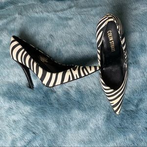 Colin Stuart zebra heels red leather sole size 6